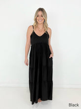 New Colors - V-Neck Cami Maxi Tiered Dress with Side Pockets